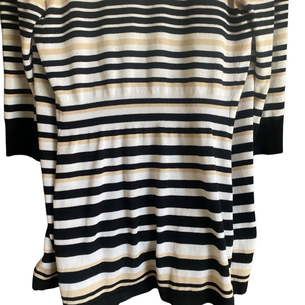 White House Black Market Black/White/Tan Striped Open Cardigan. Size Small - Picture 6 of 8